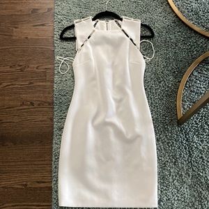 White with pearl detail cocktail dress